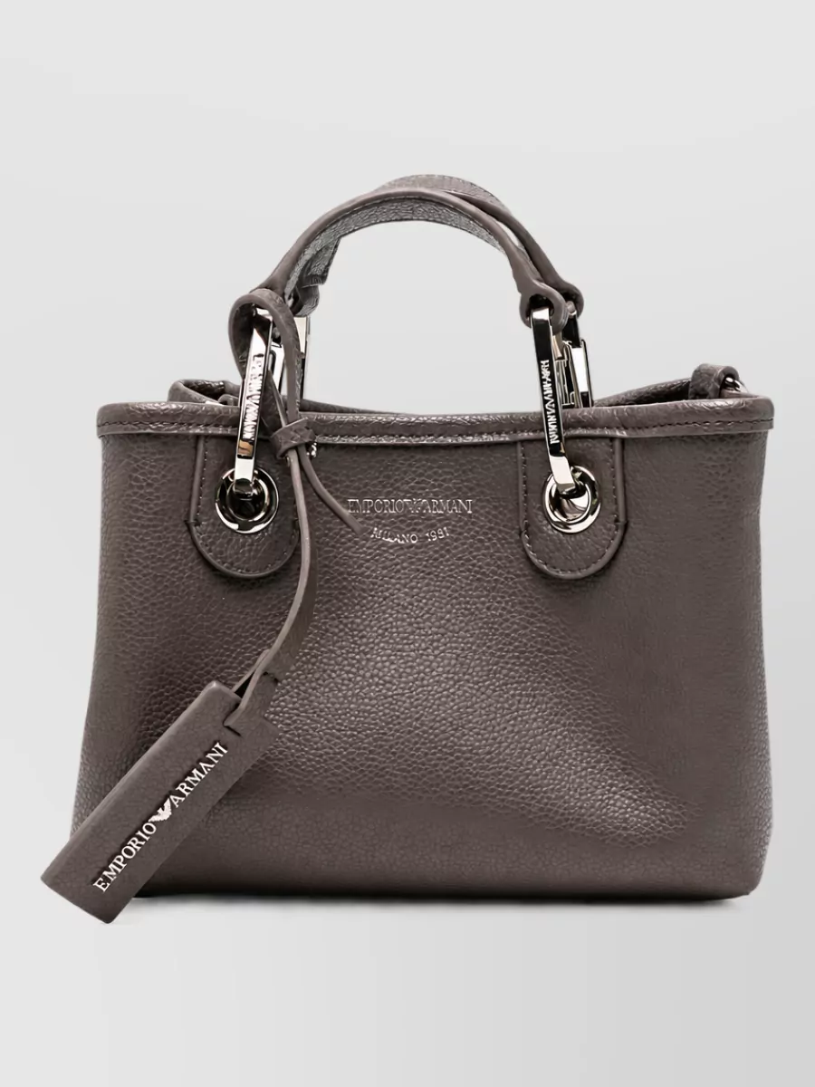 Emporio Armani Pebbled Logo Print Shoulder Bag