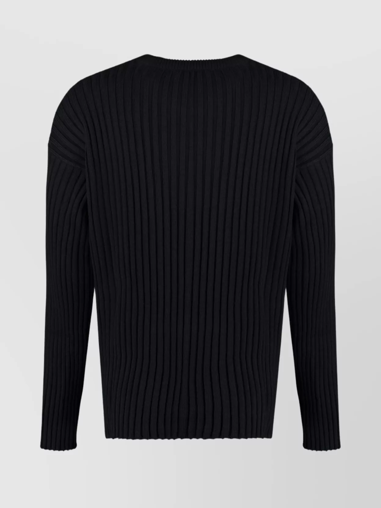 Versace Ribbed Crew-Neck Wool Sweater With Side Slits