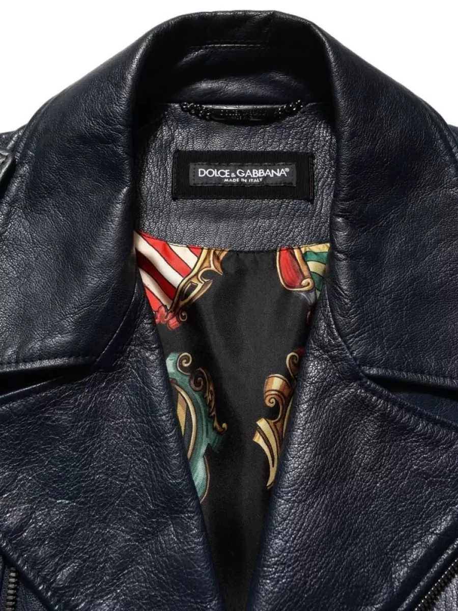 Dolce&Gabbana Leather Biker Coat