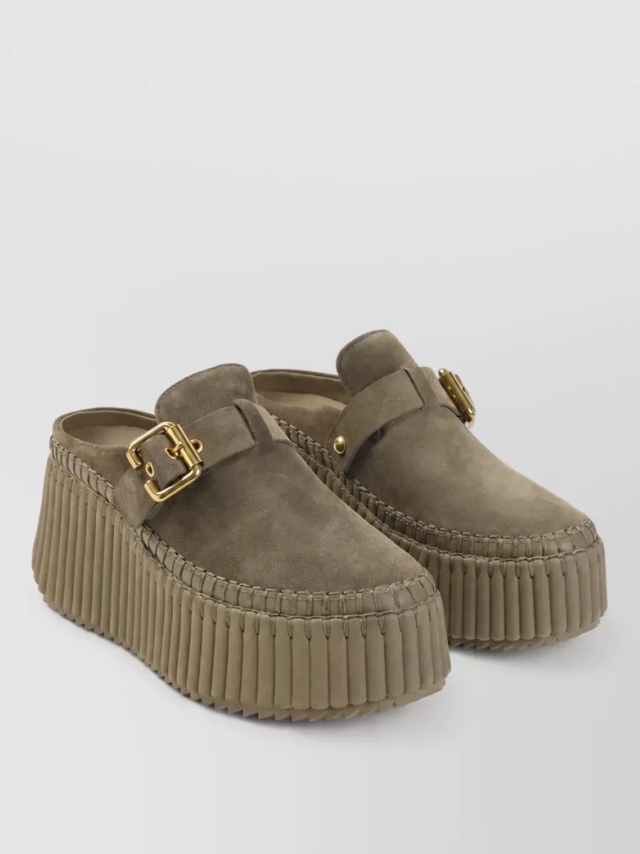 Chloé leather platform mules