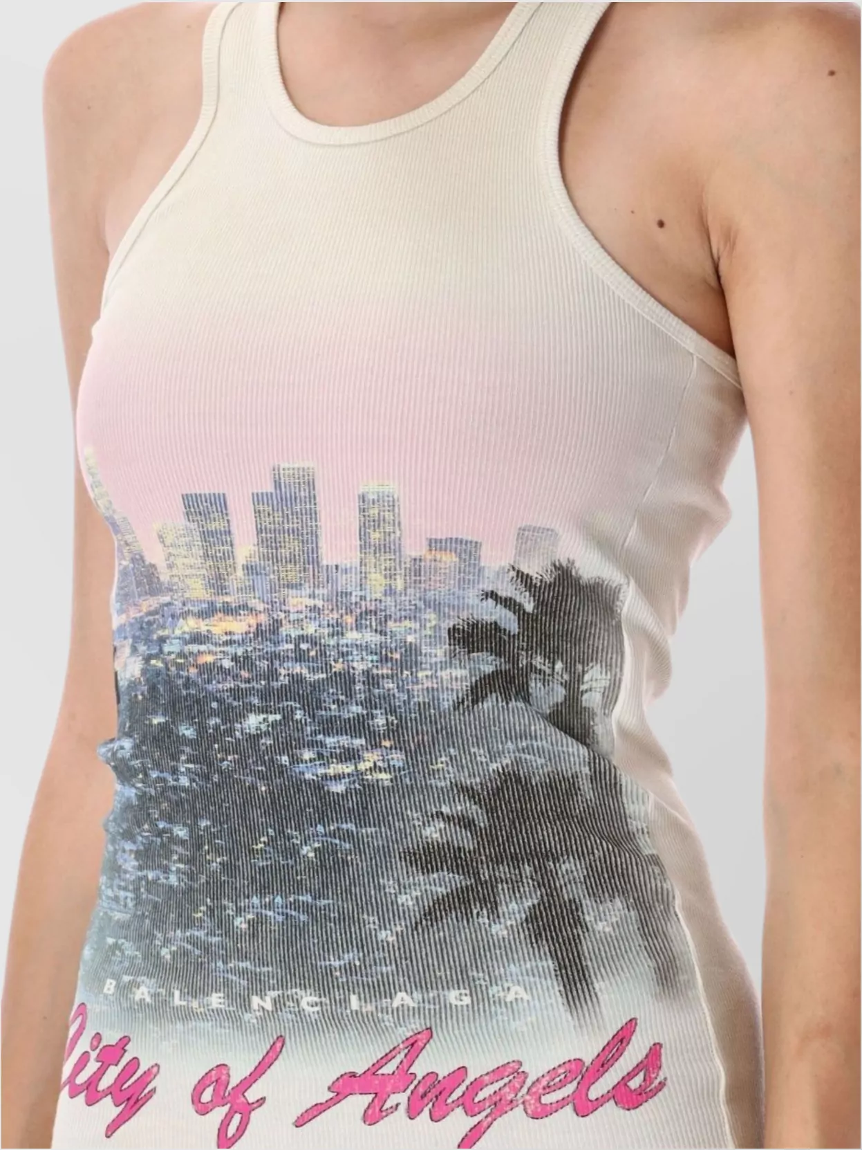 Balenciaga Graphic Racerback Tank Top Artwork In White