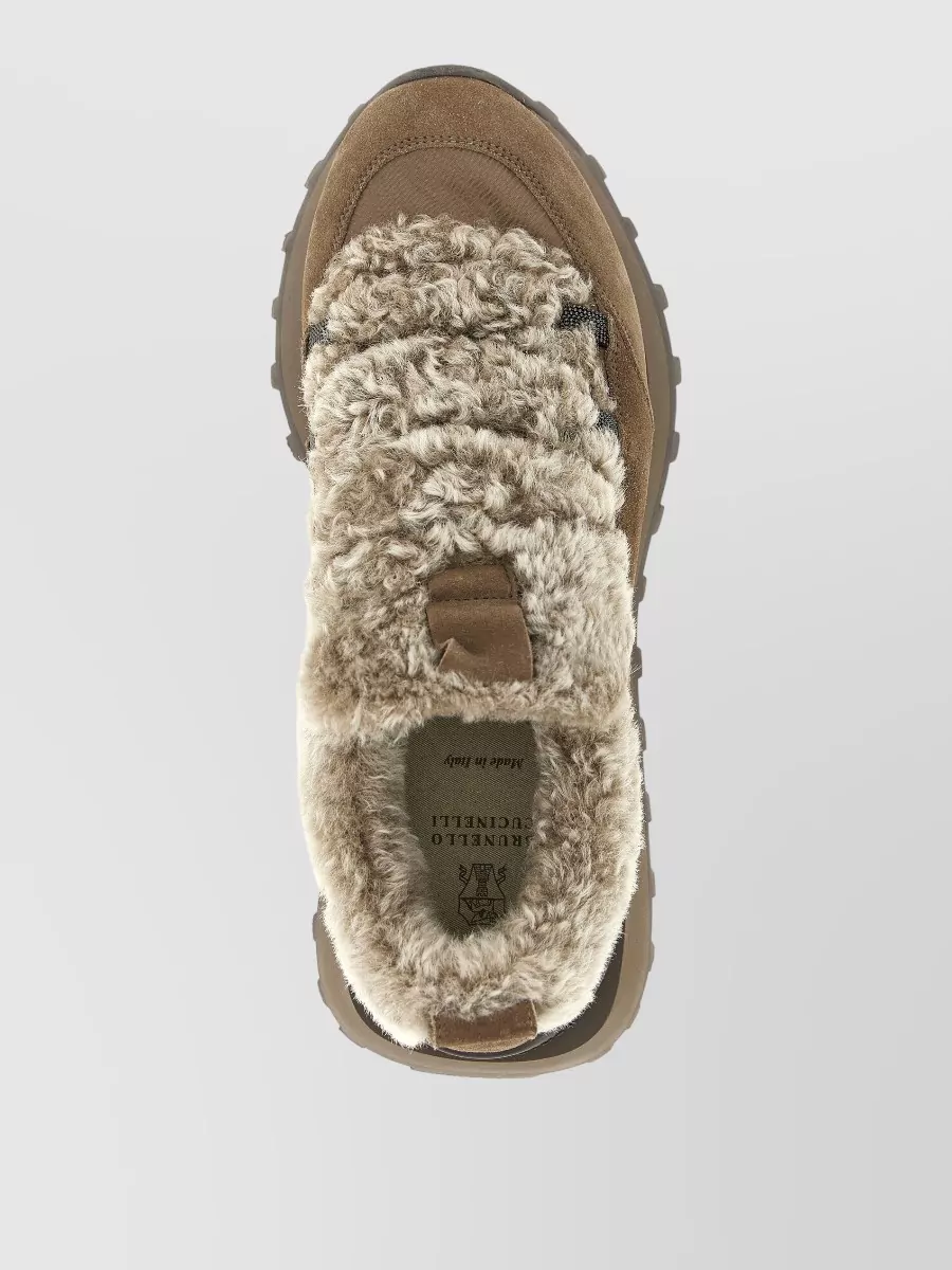 Brunello Cucinelli Suede Shearling Sneakers