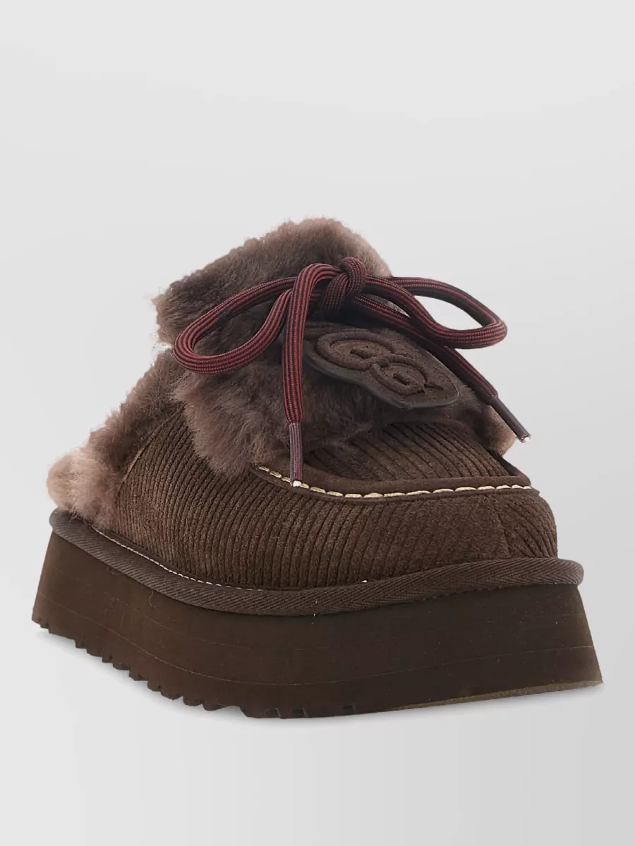 Ugg leather shearling platform slippers