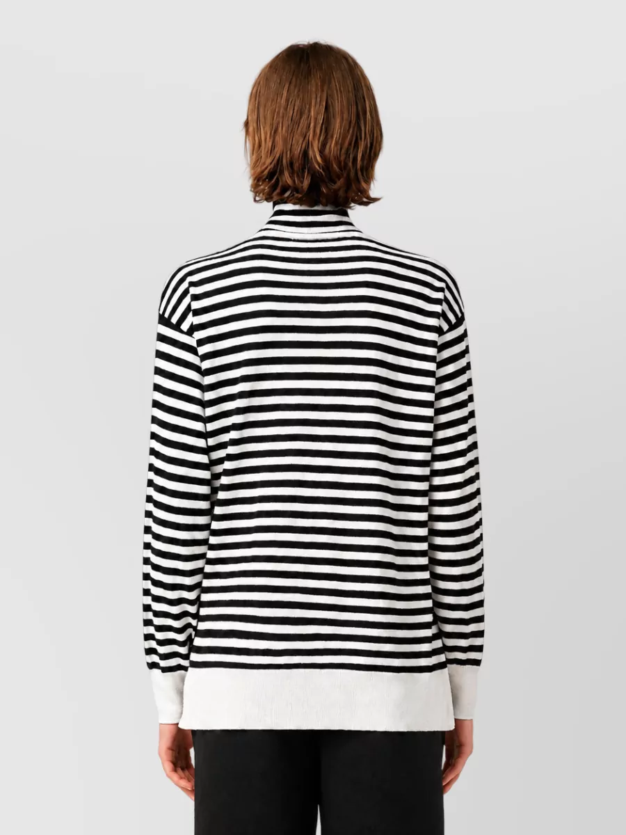 Ami Paris Striped Turtleneck Wool Silk Jumper
