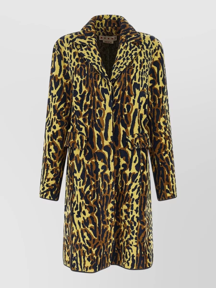 Marni virgin wool animal-print single-breasted coat