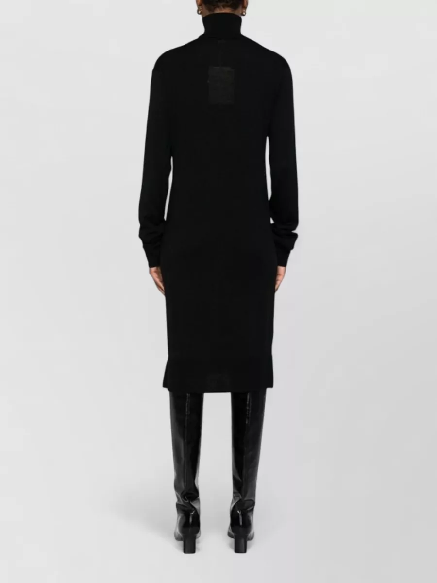 Totême Wool Silk Turtleneck Long-Sleeve Midi Knitted Dress