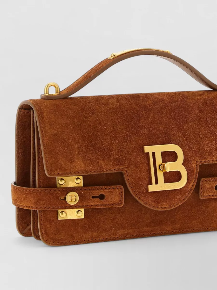 Balmain B-Buzz 24 Suede Cross-Body Bag