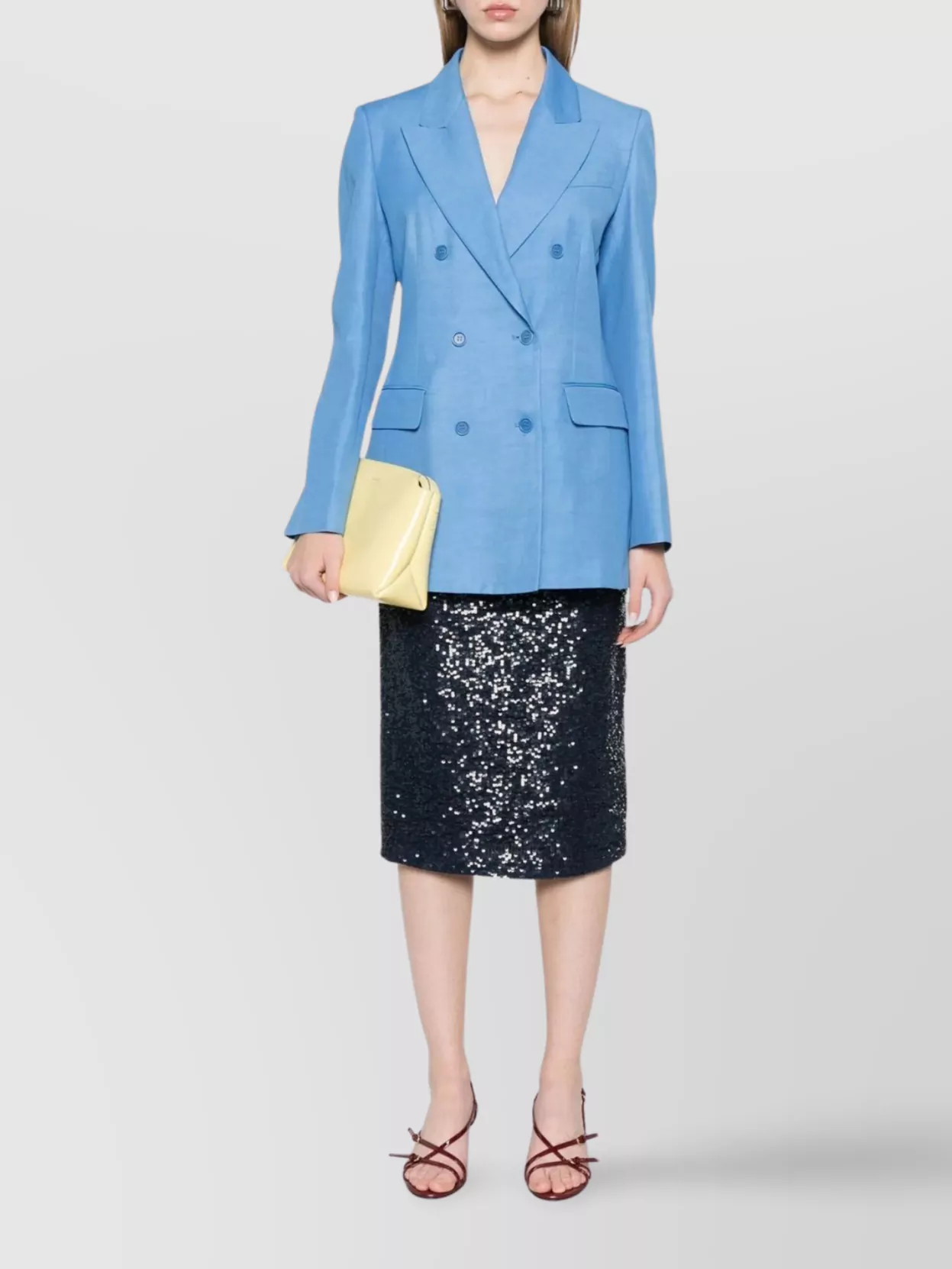 P.a.r.o.s.h High-waisted Knee-length Sequin Skirt In Blue