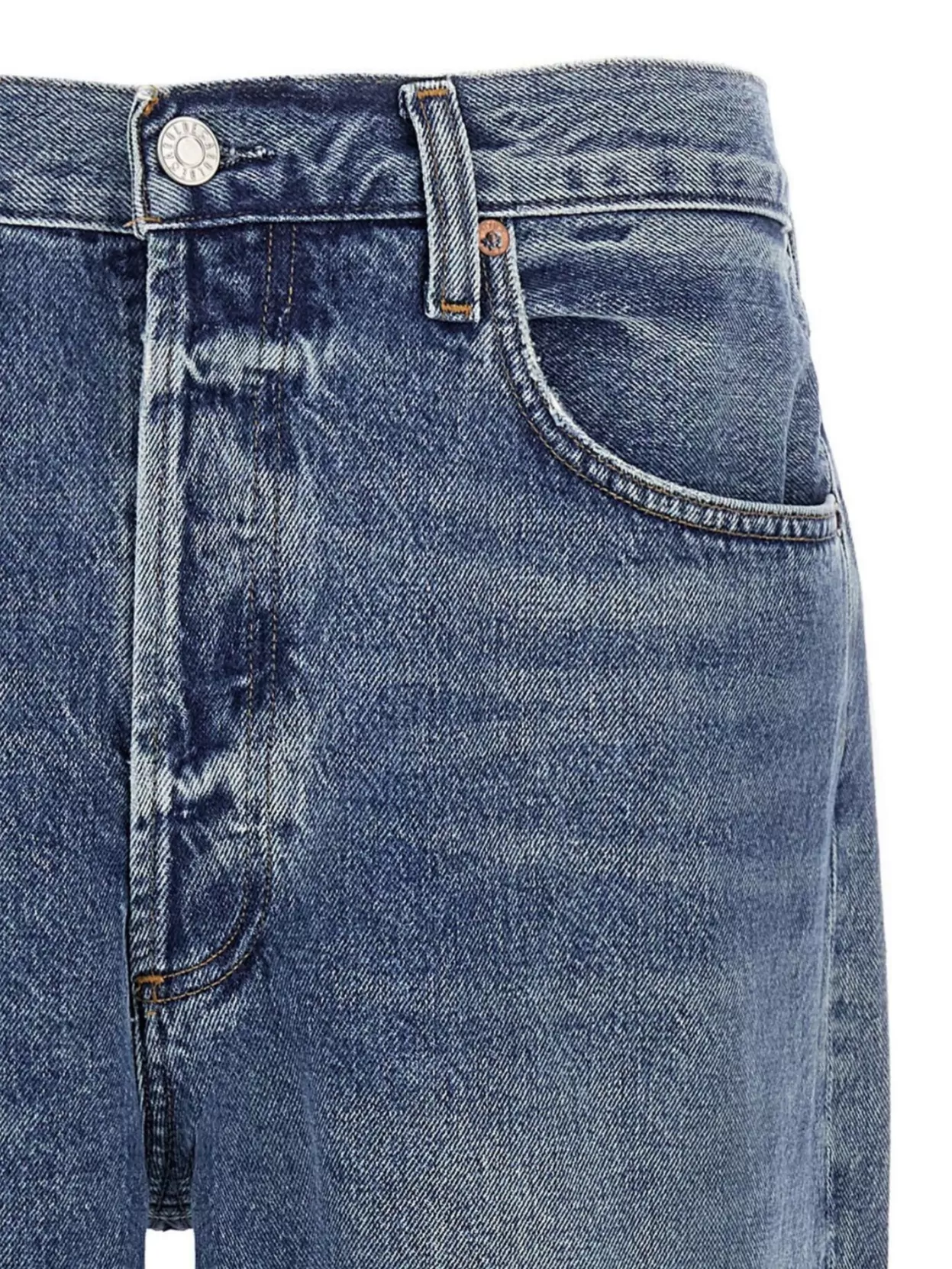 Agolde Relaxed Fit Faded Denim Trousers With Pockets