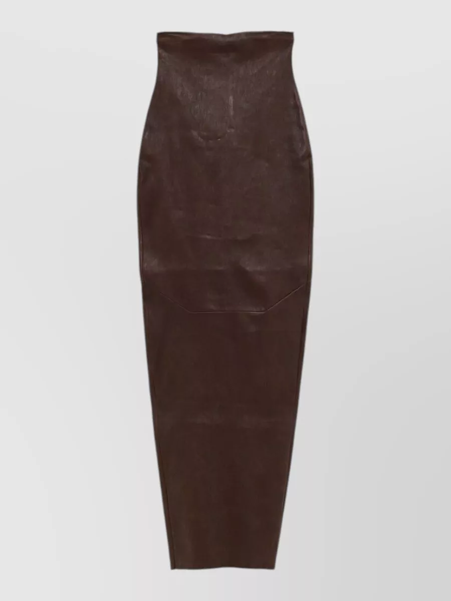 Rick Owens leather textured panelled high-rise slim-fit maxi skirt