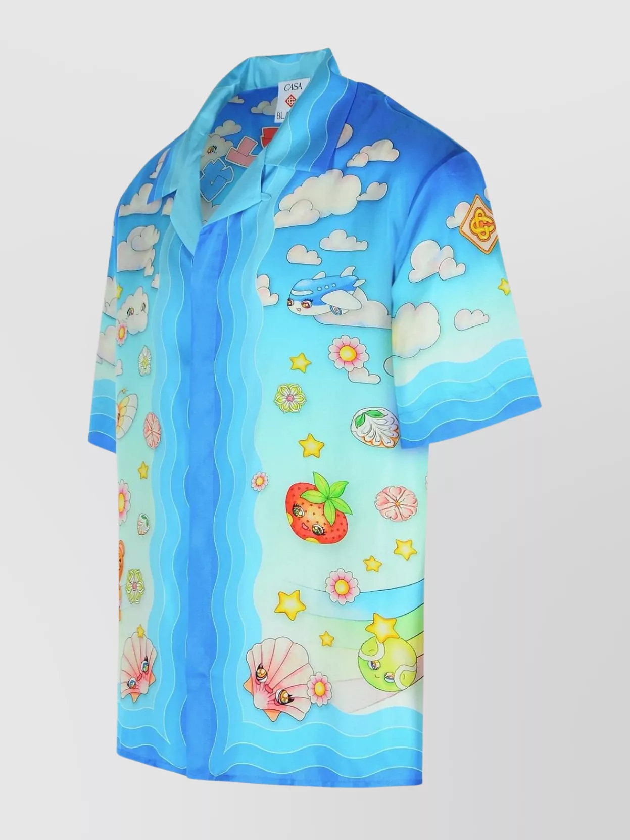 Casablanca Graphic Print Silk Shirt With Short Sleeves