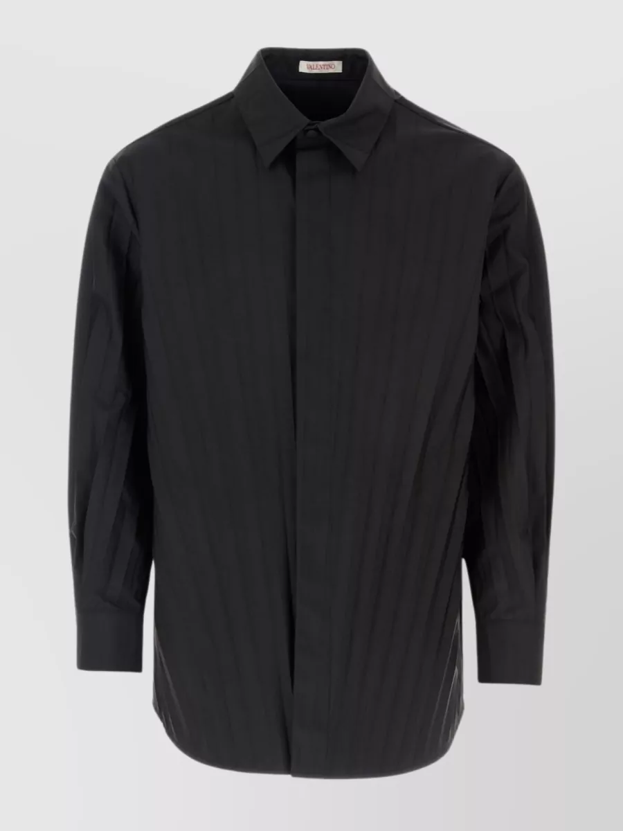 Shop Valentino Oversize Pleated Tech Shirt In Black
