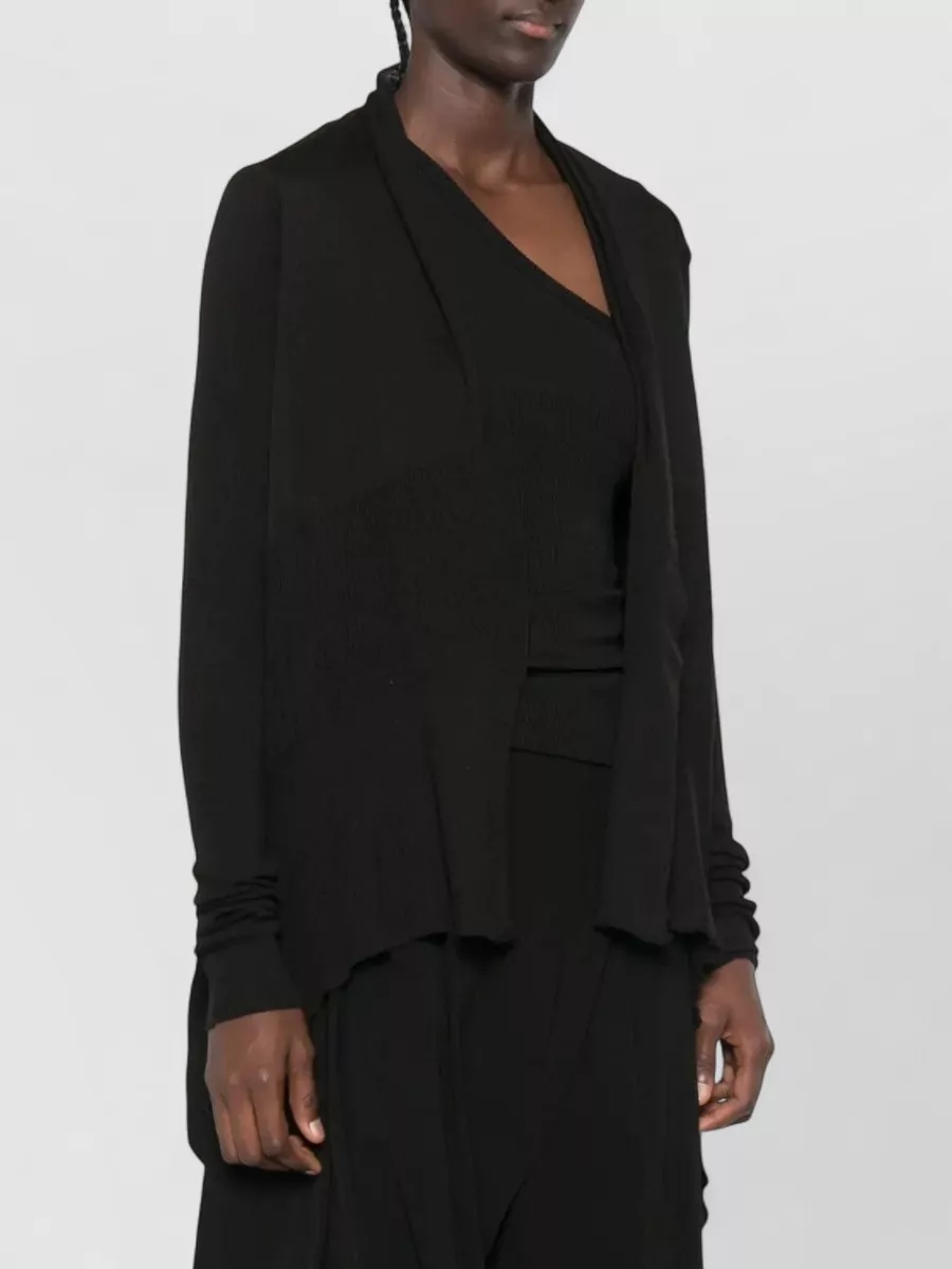 Rick Owens Wool Ribbed Draped Wrap Cardigan