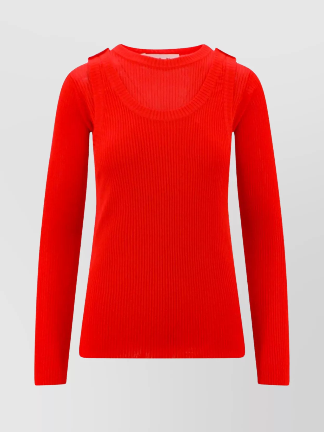 Marni Ribbed Viscose Top With Buttonholes In Red