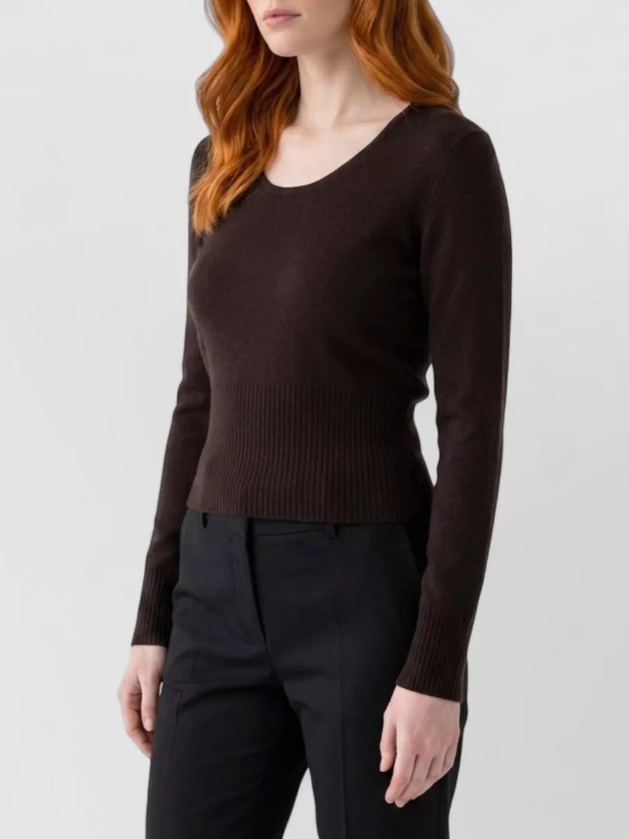 Max Mara Cashmere Wool Ribbed Crewneck Sweater