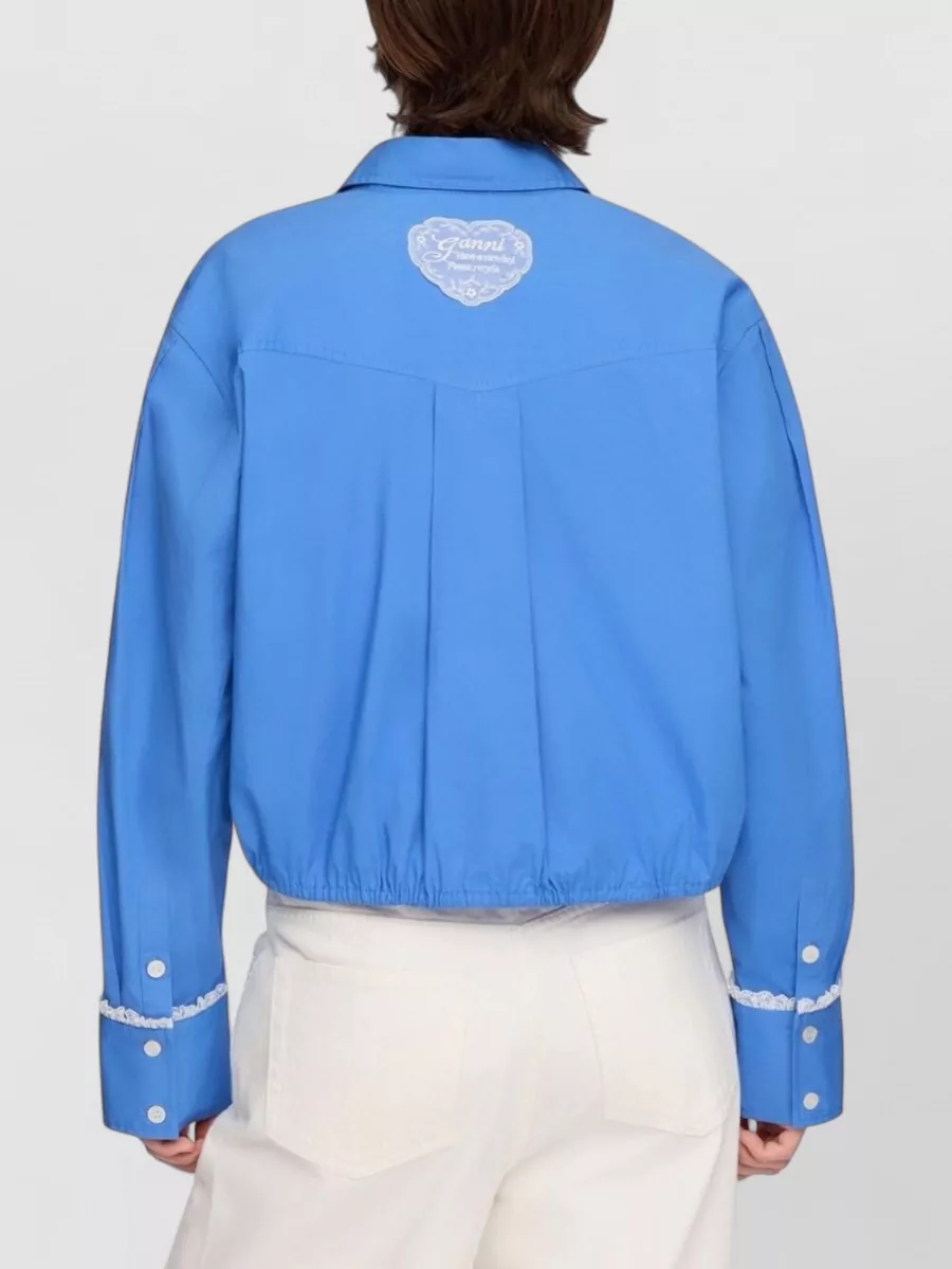 Ganni Cropped Cotton Shirt Jacket