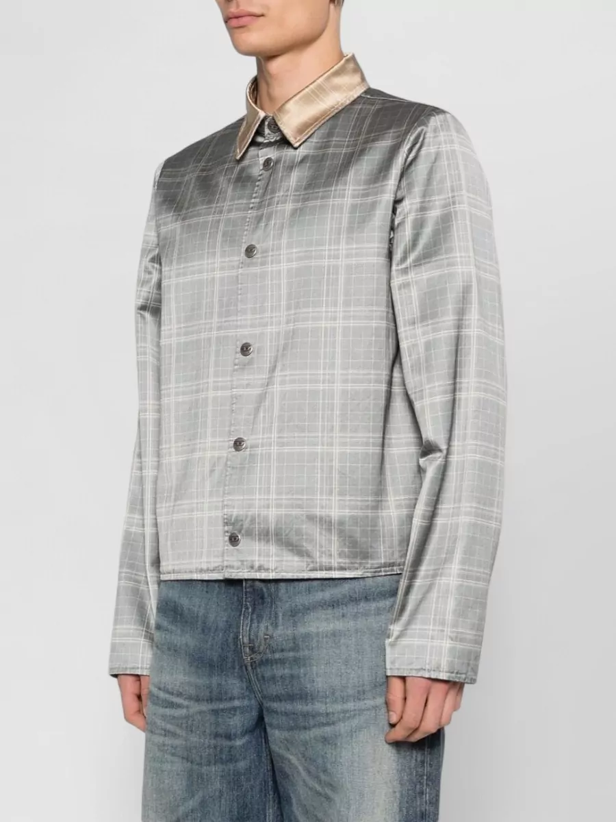 Diesel Checked Jacket Contrasting Collar Satin Finish