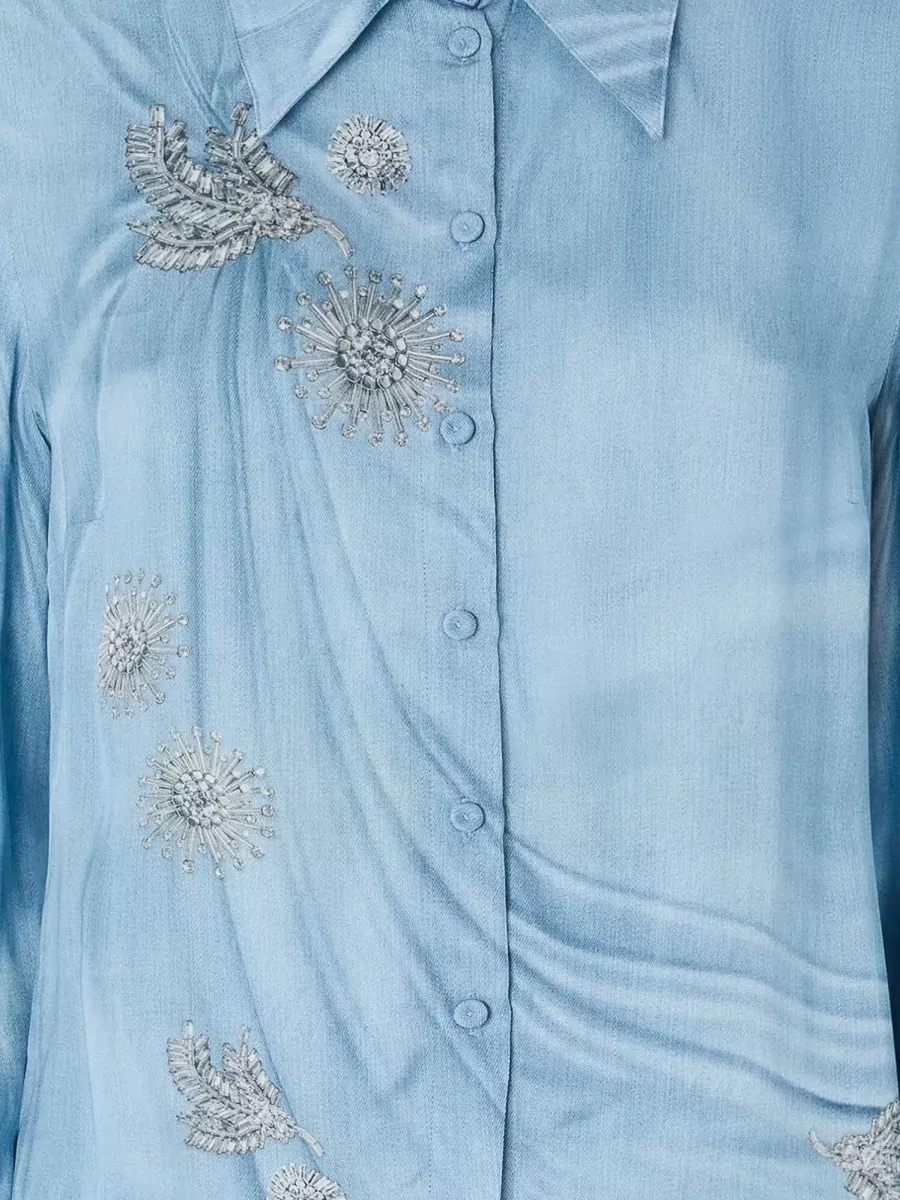 Pinko Long Sleeve Shirt Straight Cut Collar Embroidery