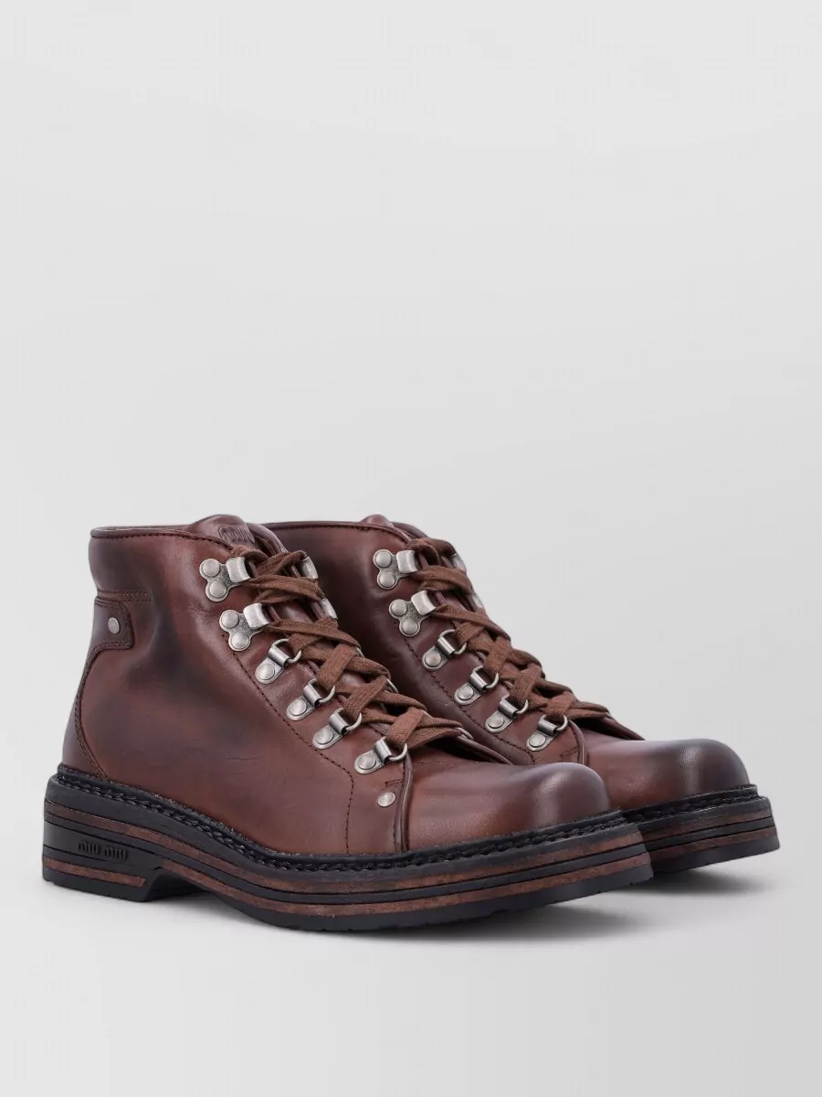 Miu Miu leather lace-up ankle boots