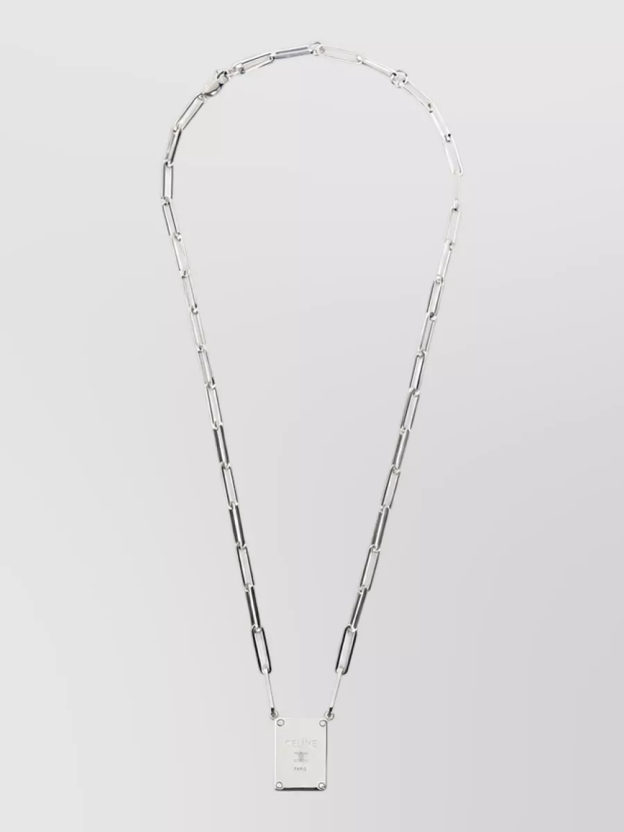 Celine Brass tag necklace
