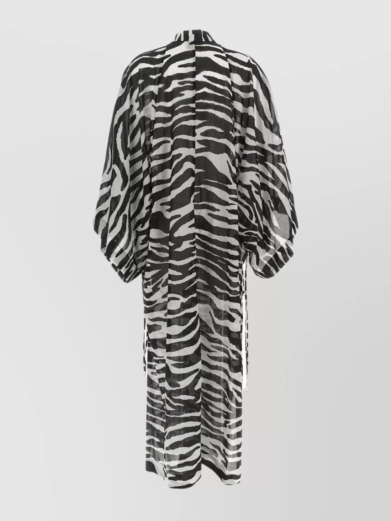 Attico Animal Print Sheer Caftan With Kimono Sleeves In Black