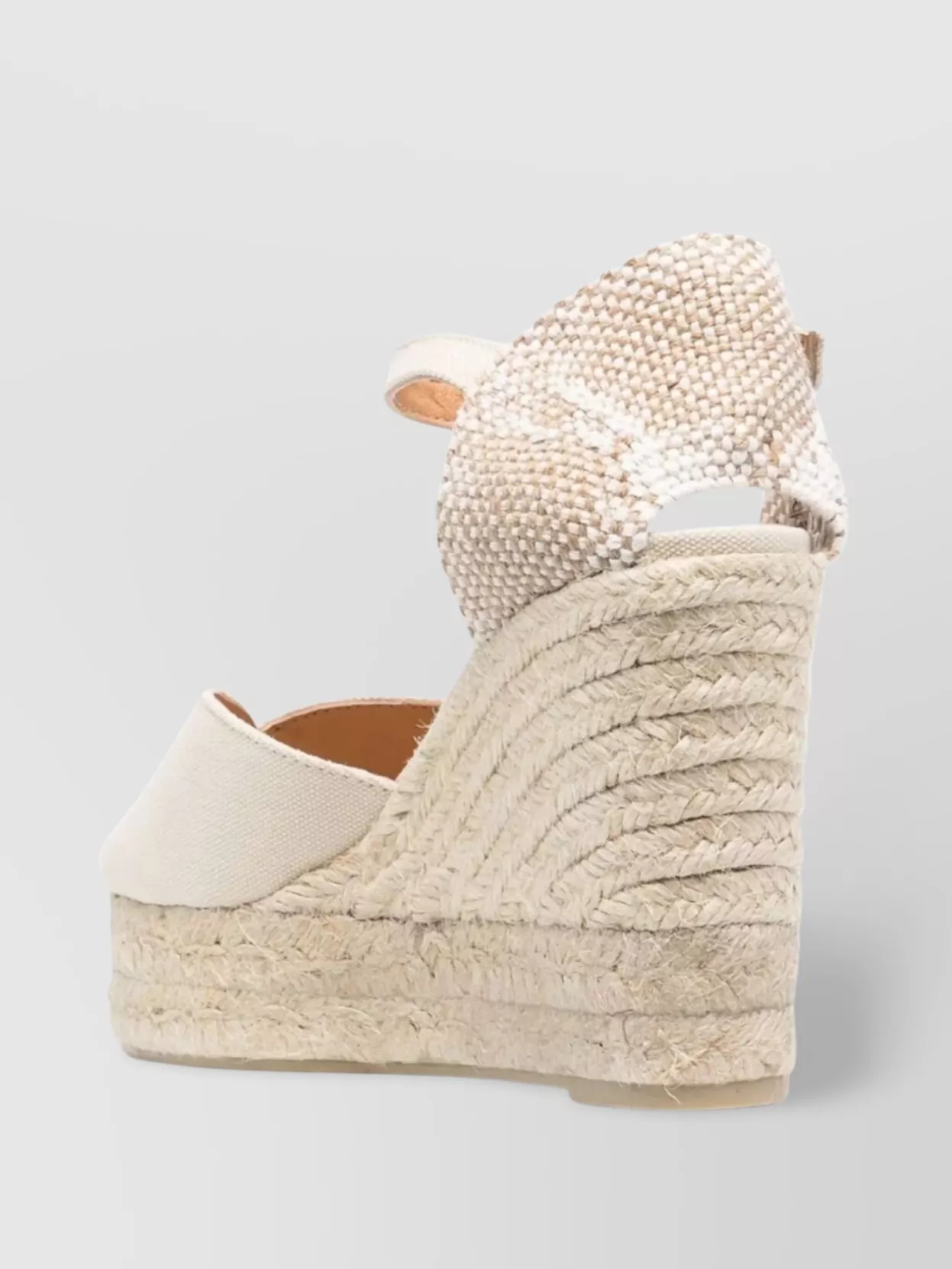 Shop Castaã±er Leather Peep-toe Wedge Espadrilles