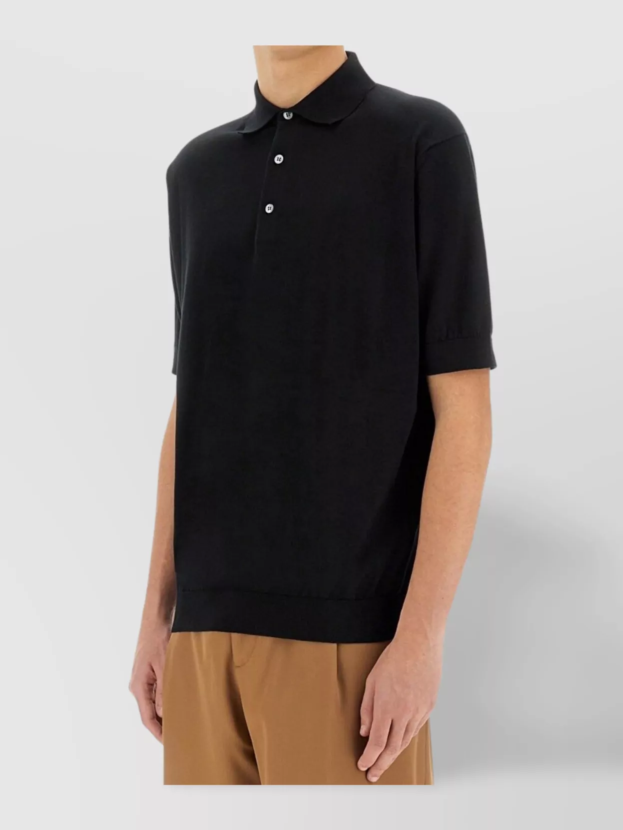 Lardini Knitted Polo Featuring Ribbed Finish