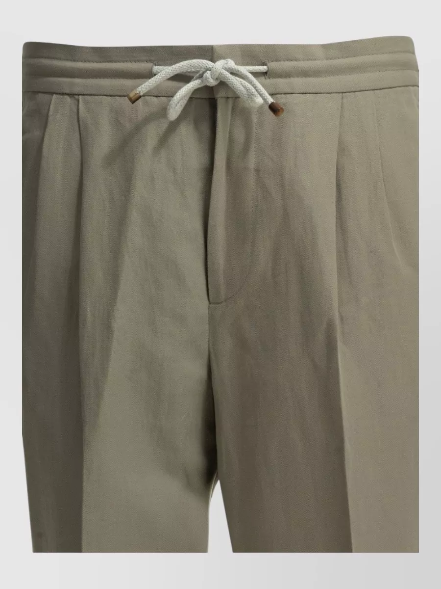 Brunello Cucinelli Linen cotton pleated pants with back pockets