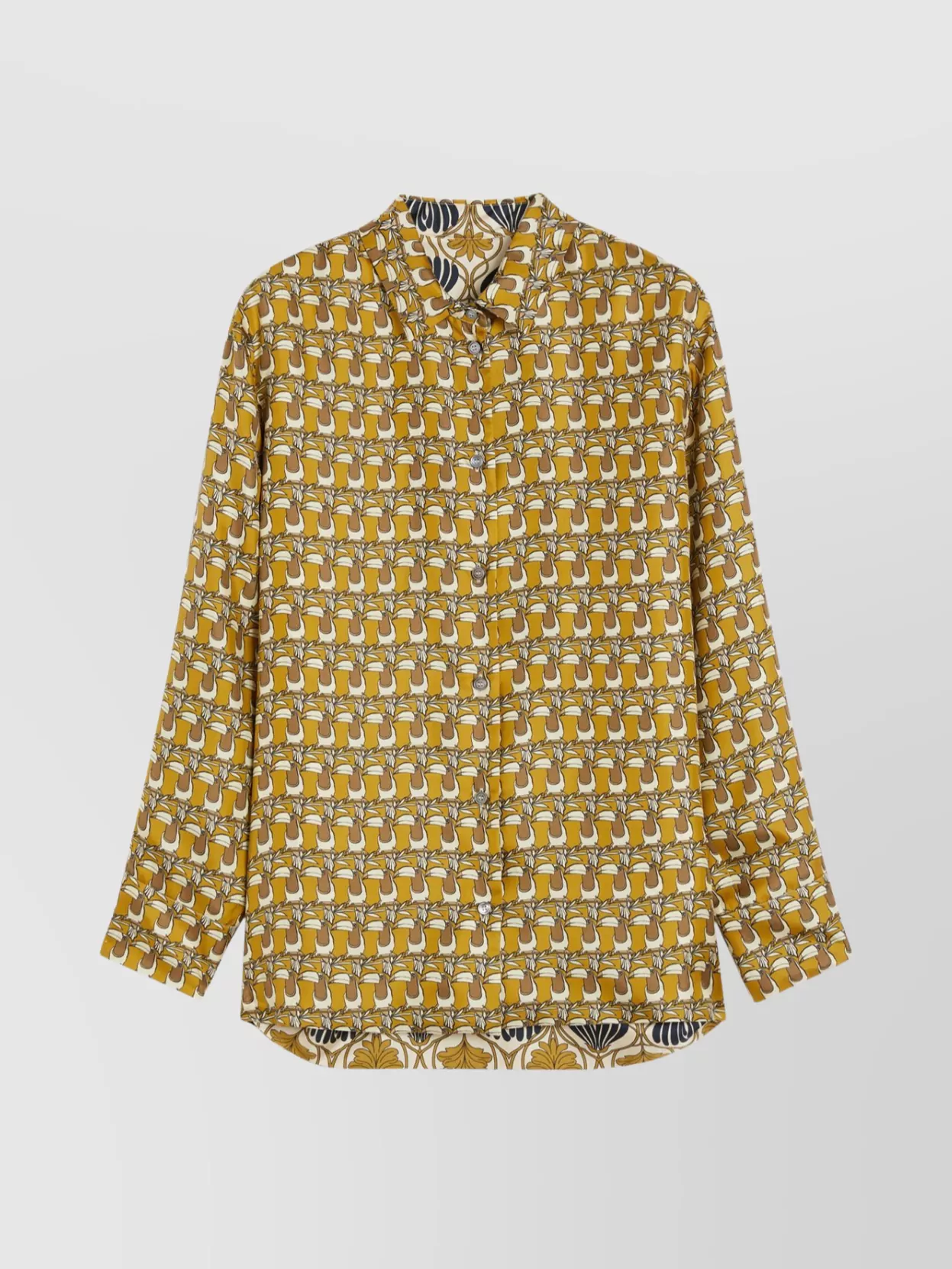 Max Mara Double-sided Printed Silk Shirt In Brown