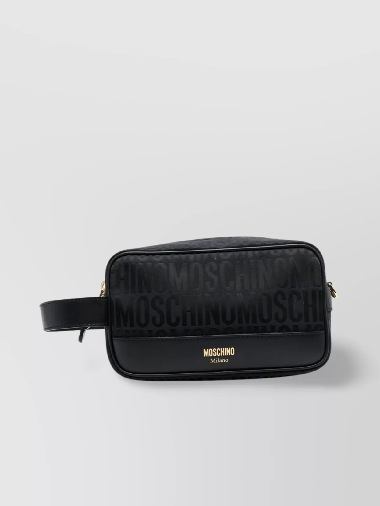 Shop Moschino Leather Clutch With Handle And Strap In Black