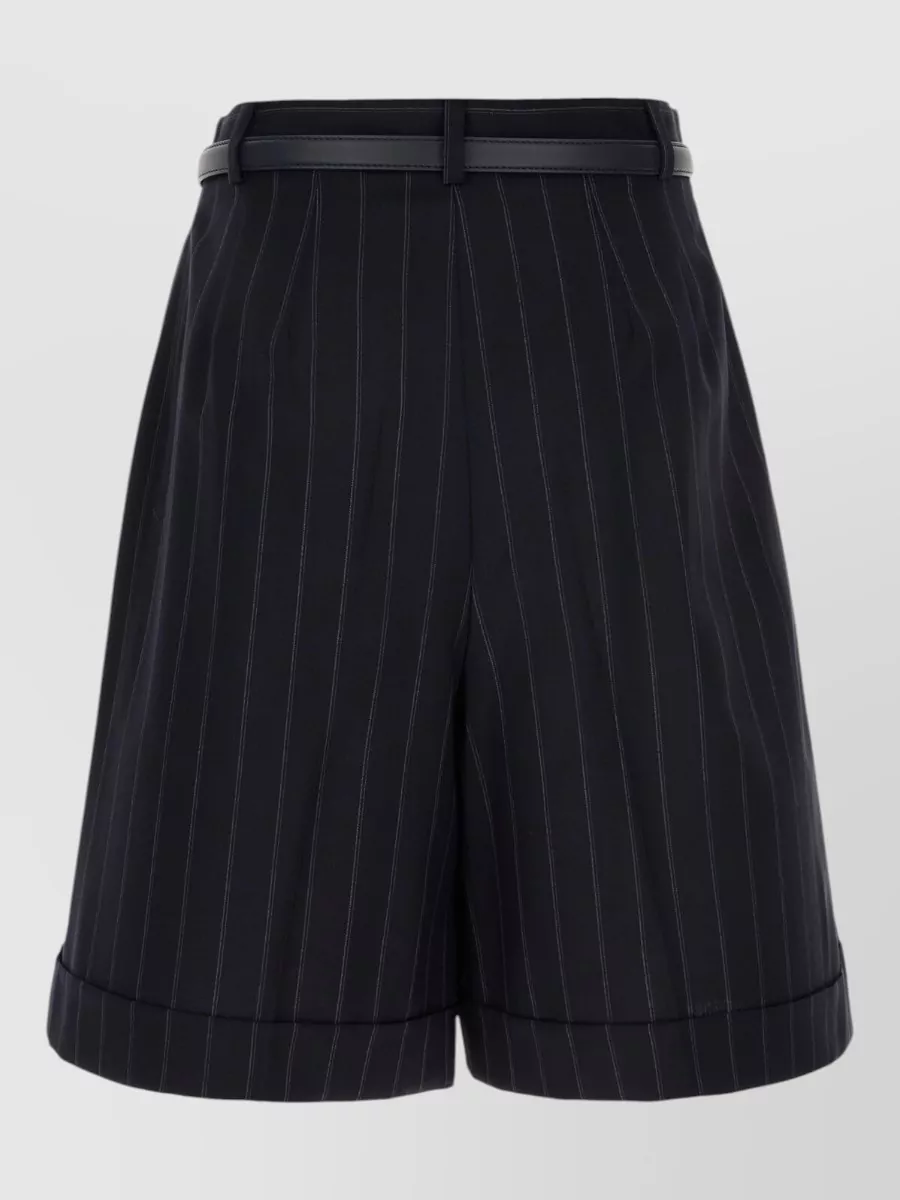 S Max Mara Wool Bermuda Shorts Pinstripe Belt Loops