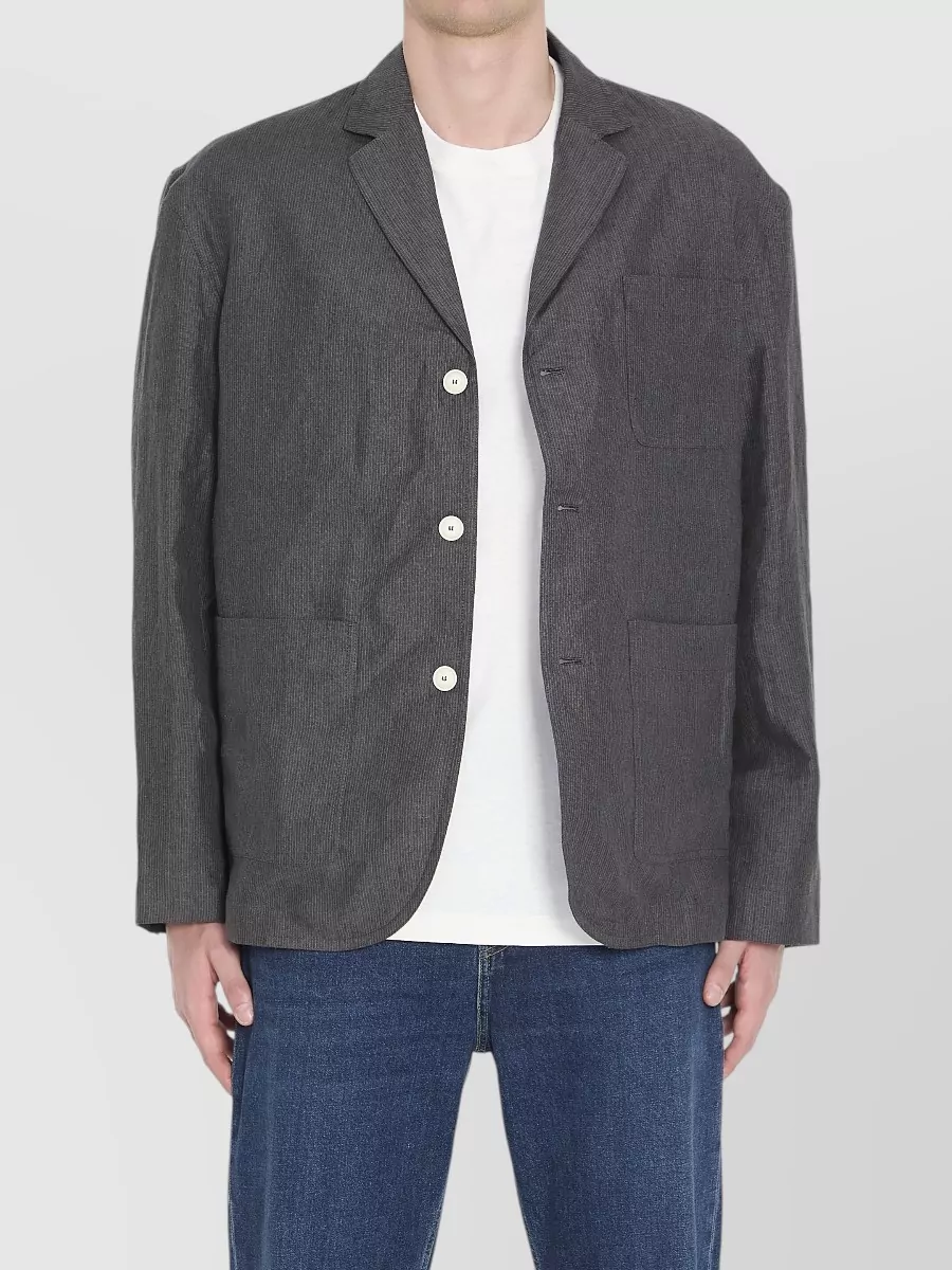 Jacquemus linen micro-striped single-breasted blazer