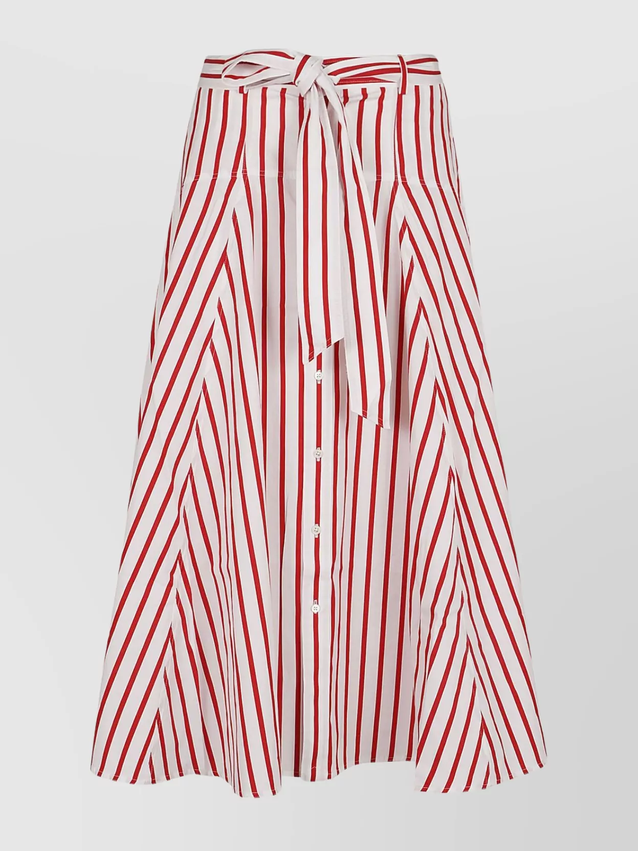Shop Polo Ralph Lauren Striped A-line Midi Skirt With Tie Waist