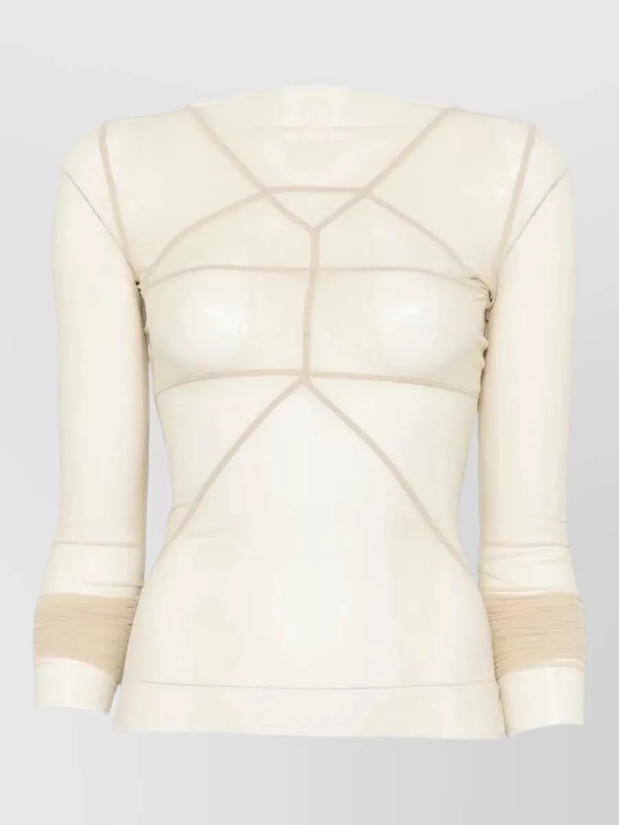 Rick Owens sheer paneled boat neck long-sleeve slim-fit top