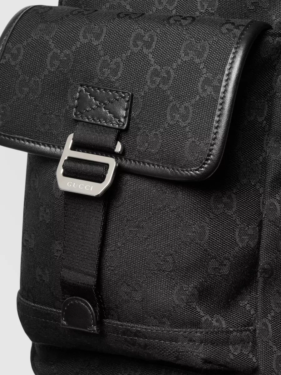 Gucci Backpack Top Flap Adjustable Straps Side Pockets