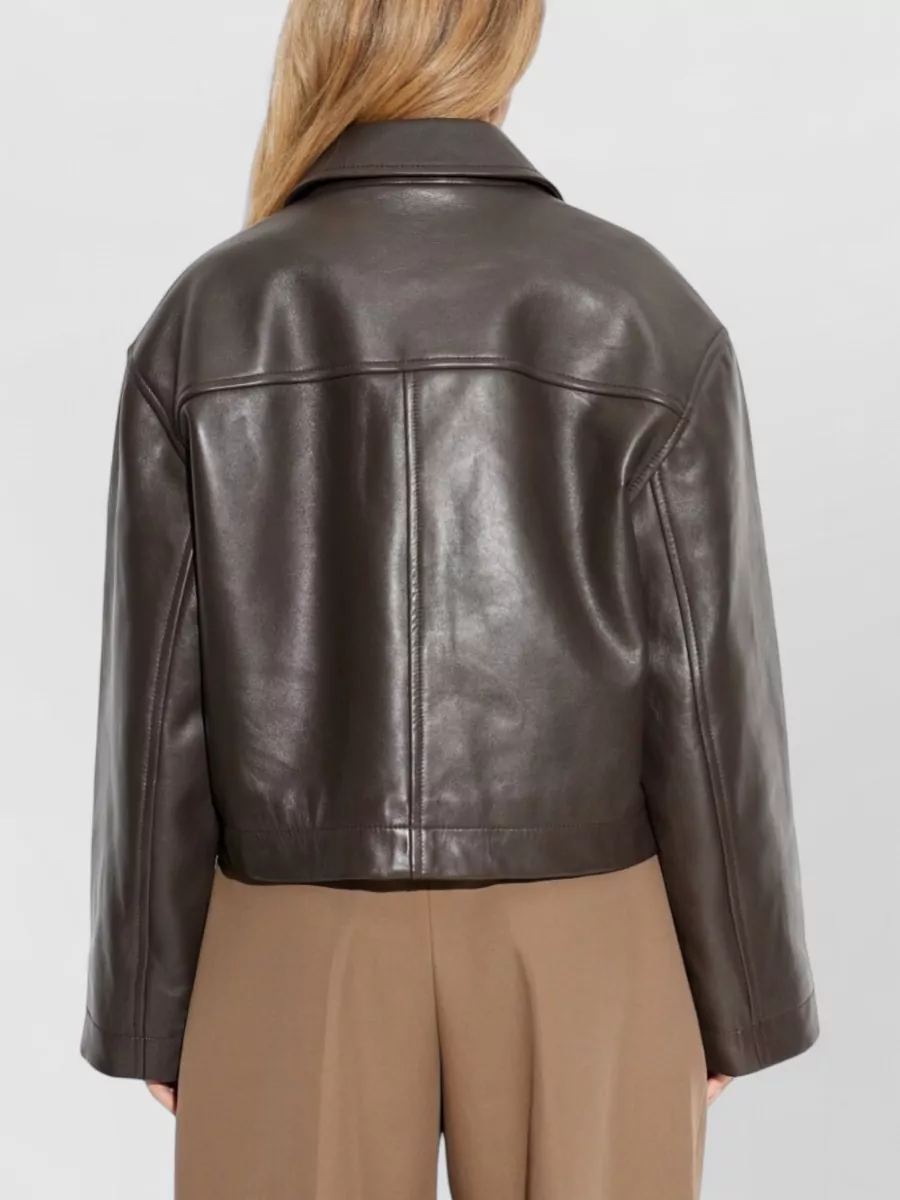 Studio Nicholson Hain Leather Jacket Collared Cropped Design