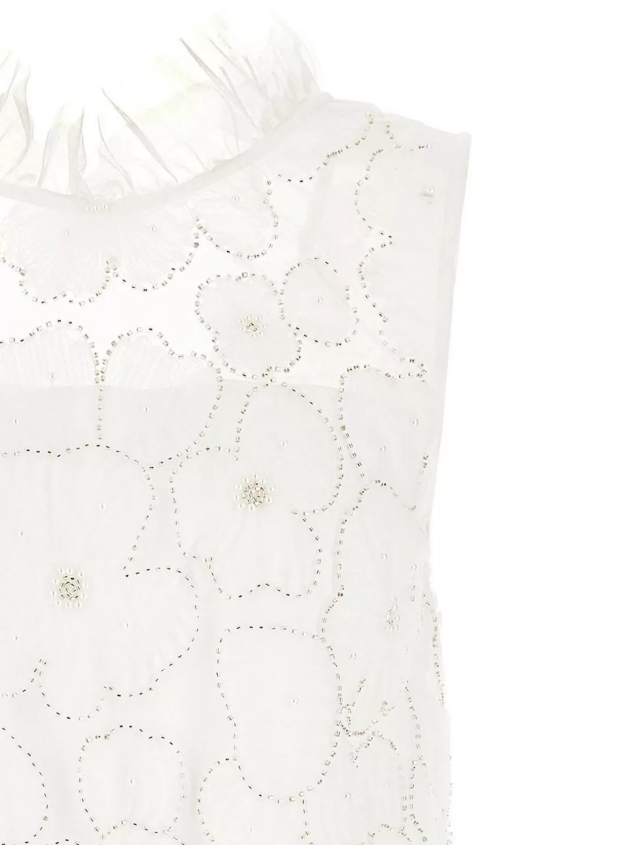 Shop Self-portrait 'tulle Bow Floral Embroidery Ruffled Sheer Sleeveless'