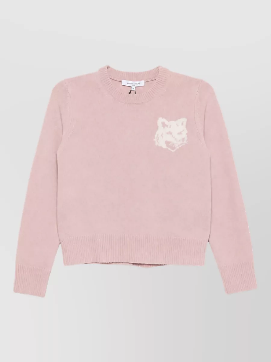 Maison Kitsuné merino wool ribbed crewneck sweater