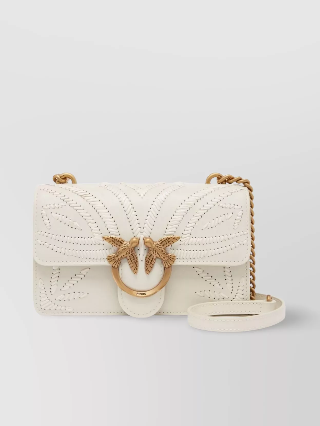 Pinko Raffia And Leather Crossbody Bag
