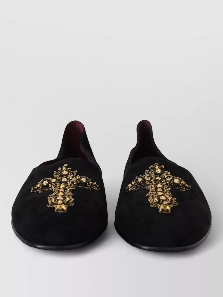Dolce&Gabbana suede leather embellished slip-on slippers