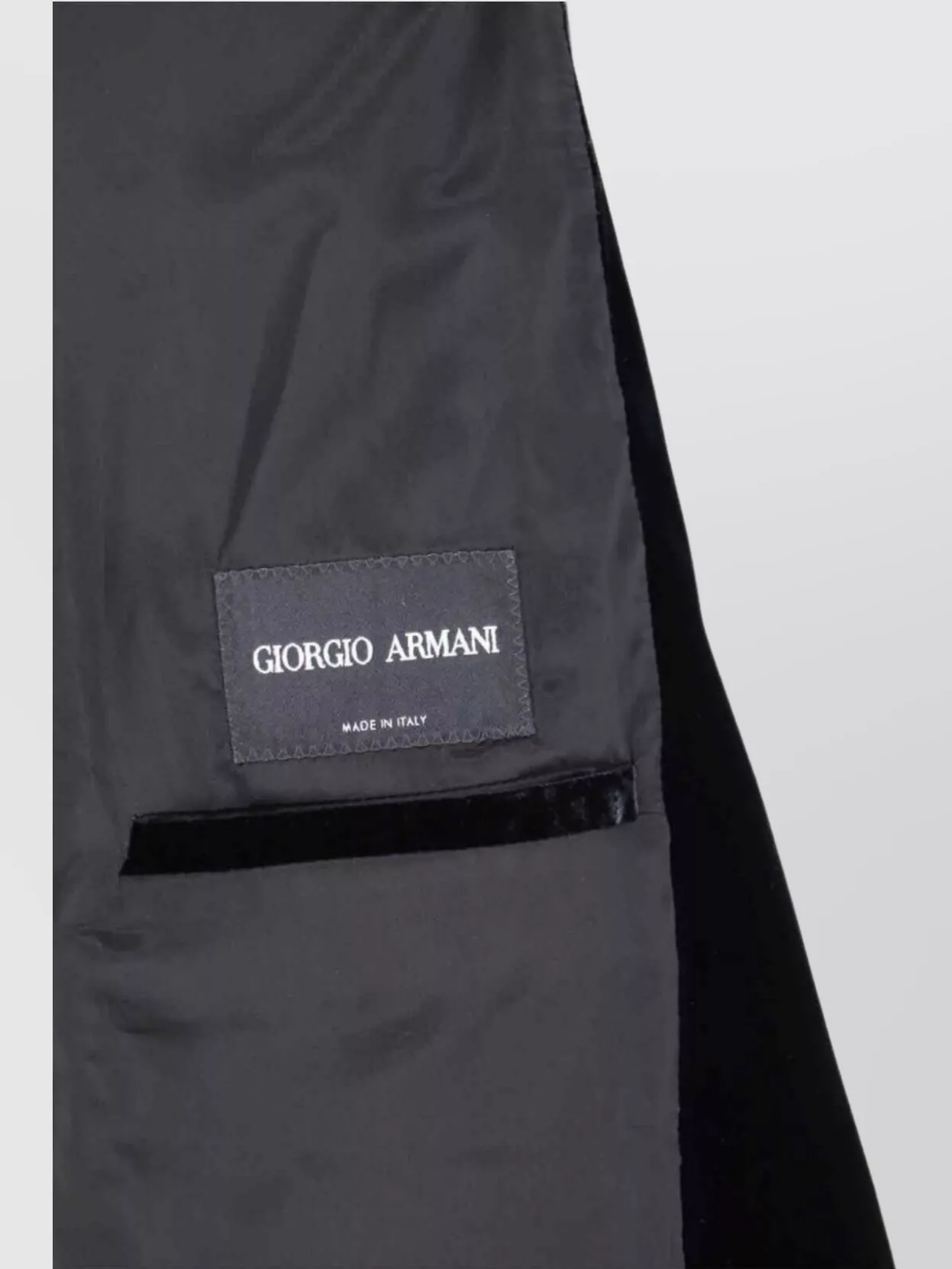 Giorgio Armani Velvet Texture Front Pockets Long Sleeves In Black