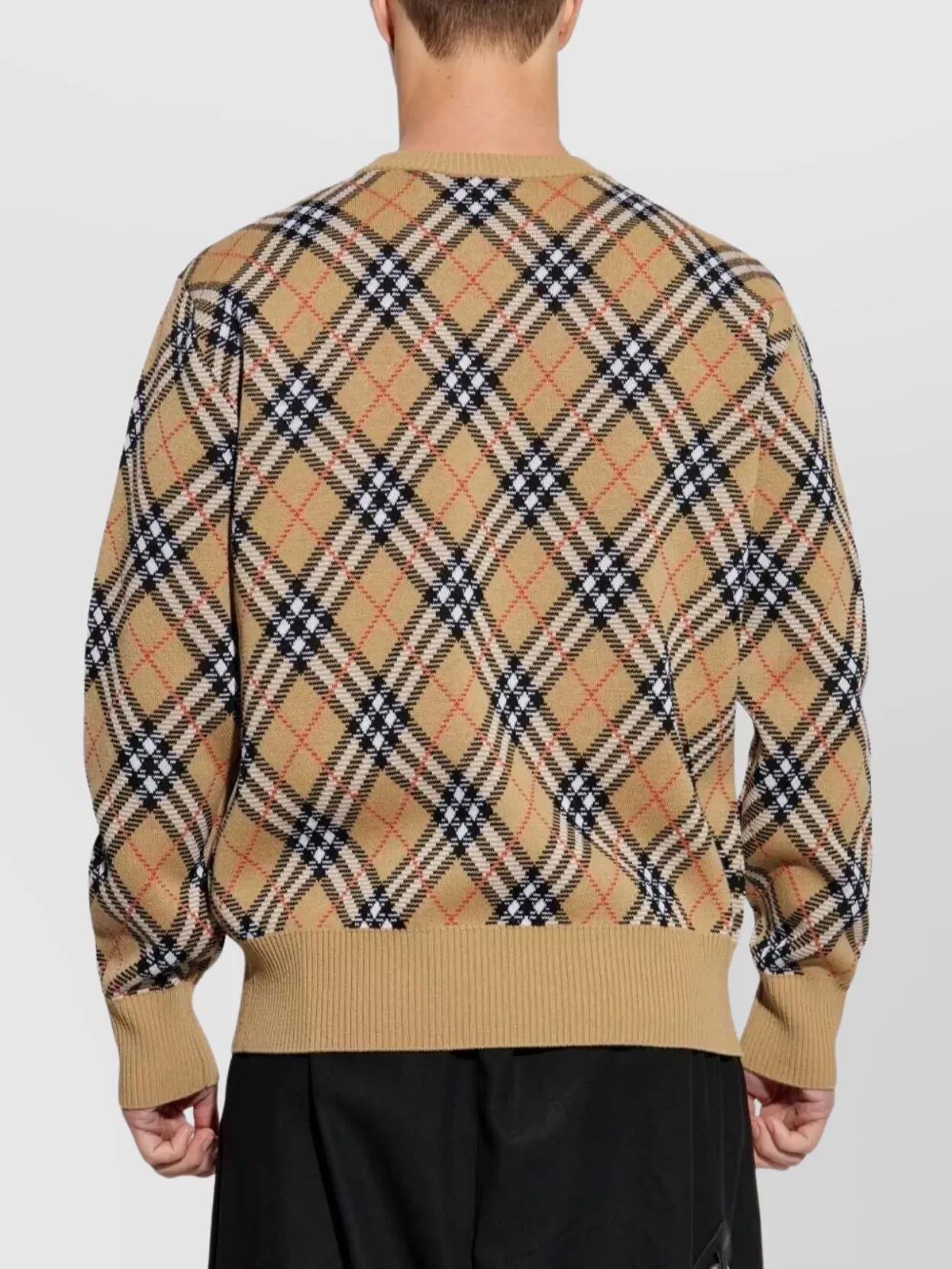 Burberry Argyle Pattern Wool Crew Neck Sweater