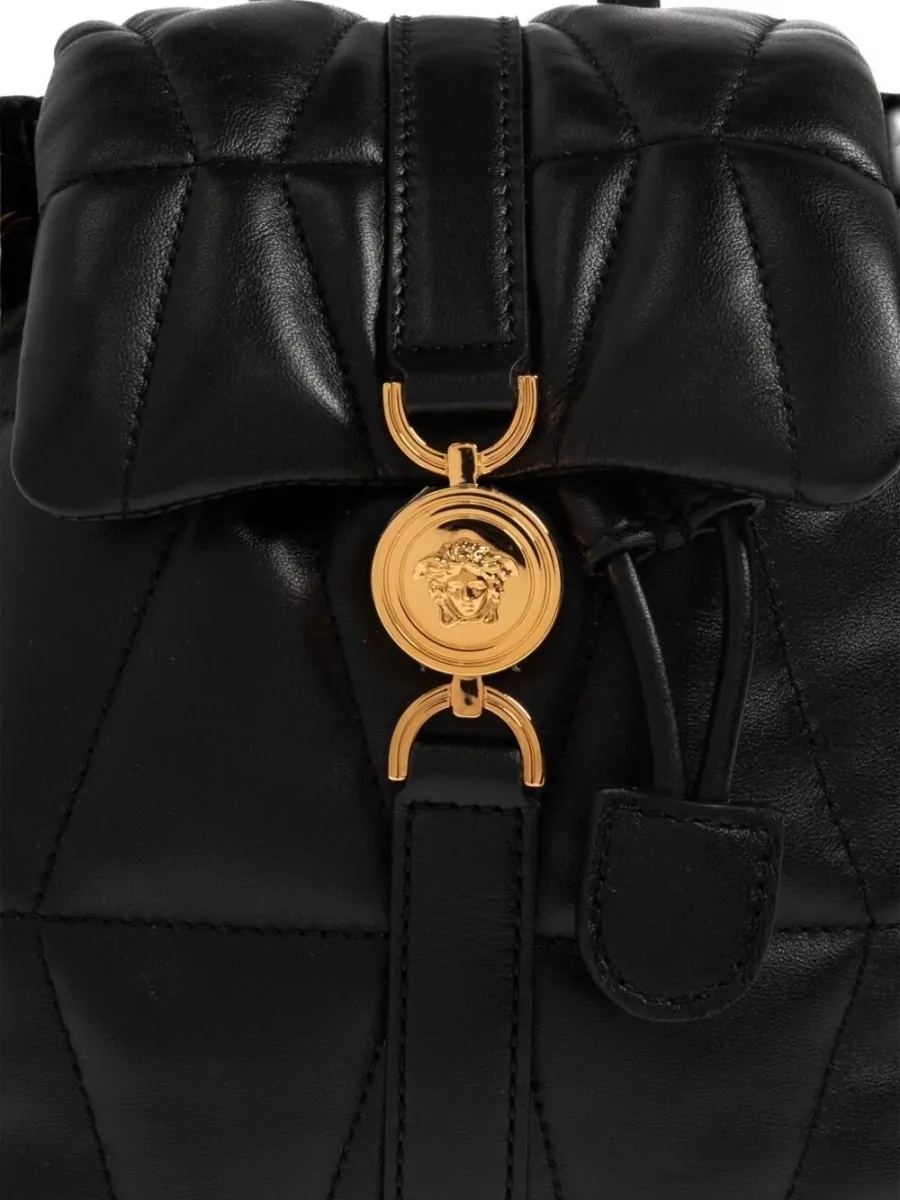 Versace Backpack Quilted Design Gold Tone Hardware
