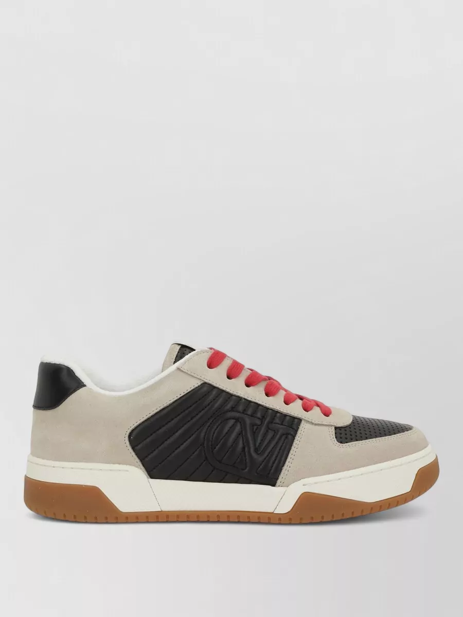 Valentino Sneakers Contrasting Panels Perforated Detailing Rubber Sole