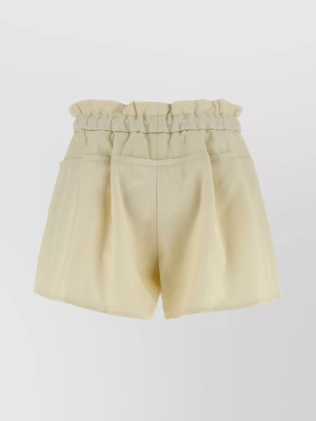 MONCLER TWILL SHORTS WITH DRAWSTRING WAIST AND RUFFLED TRIM