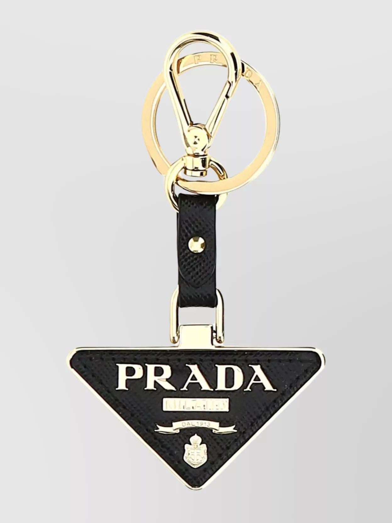 Shop Prada Two-tone Metal And Leather Key Ring