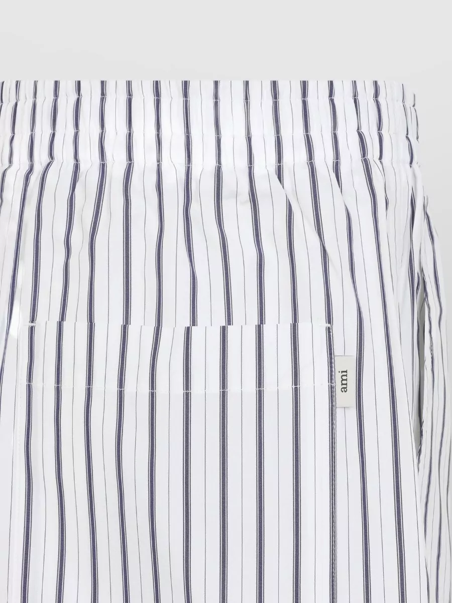 Ami Paris Striped Cotton Relaxed-Fit Shorts