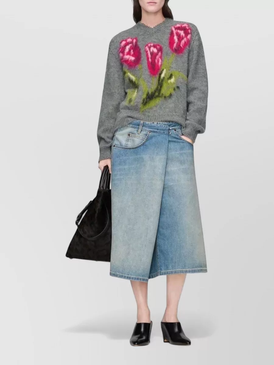 Maison Margiela Denim Asymmetric Wrap Midi Skirt
