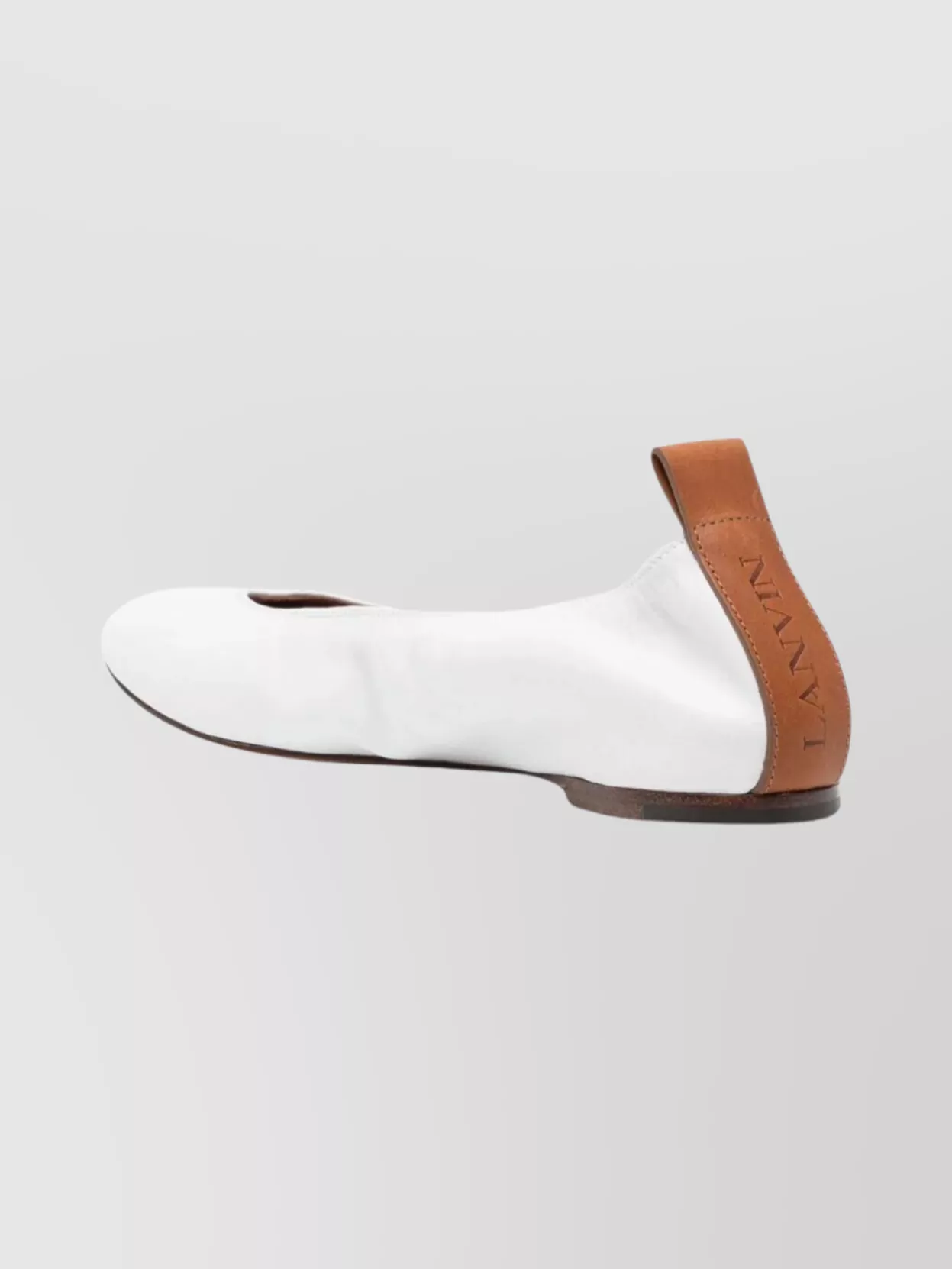 Lanvin Round Toe Ballerina Shoes With Leather Sole In White