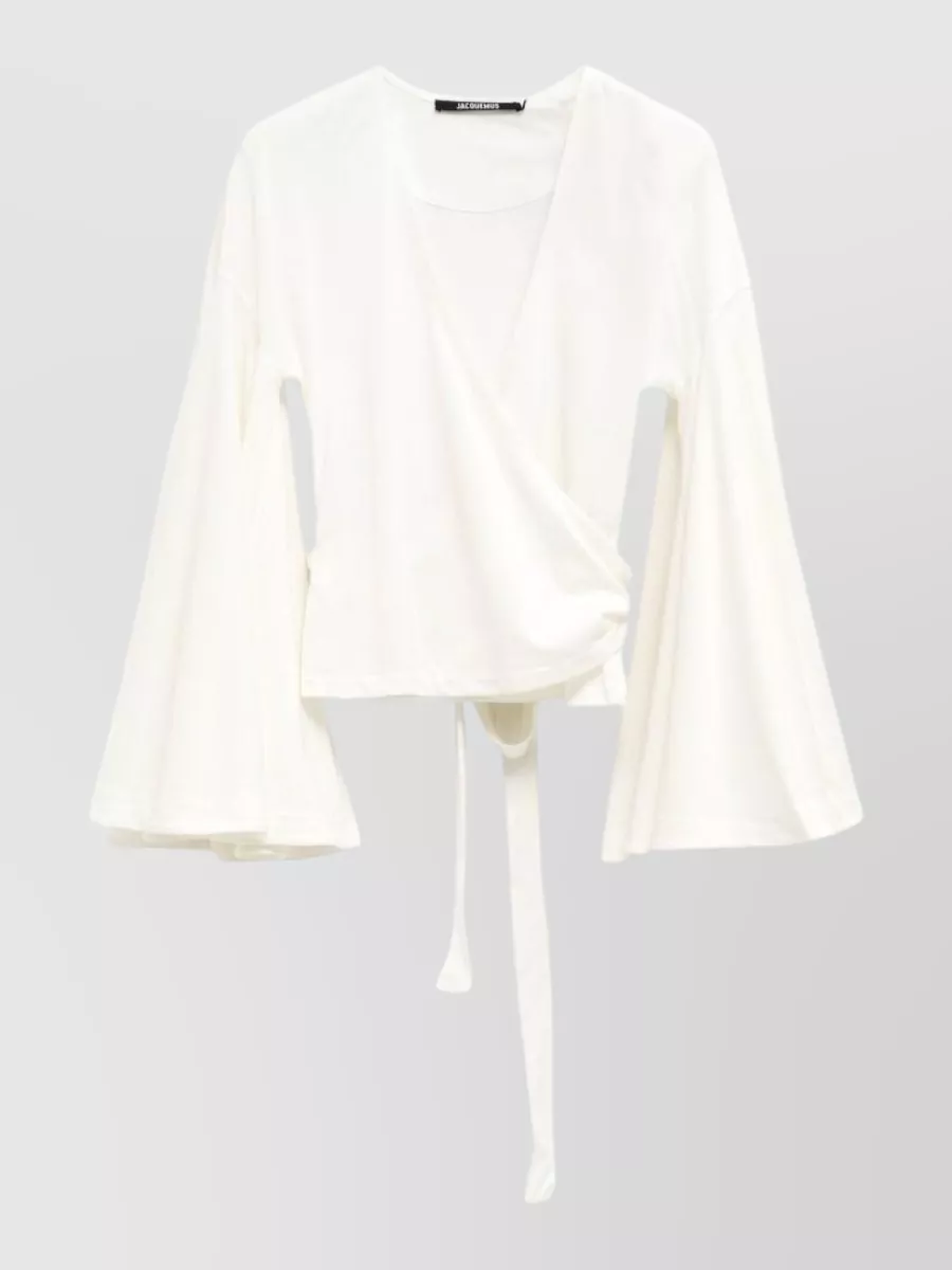 Jacquemus wrap v-neck long-sleeve blouse